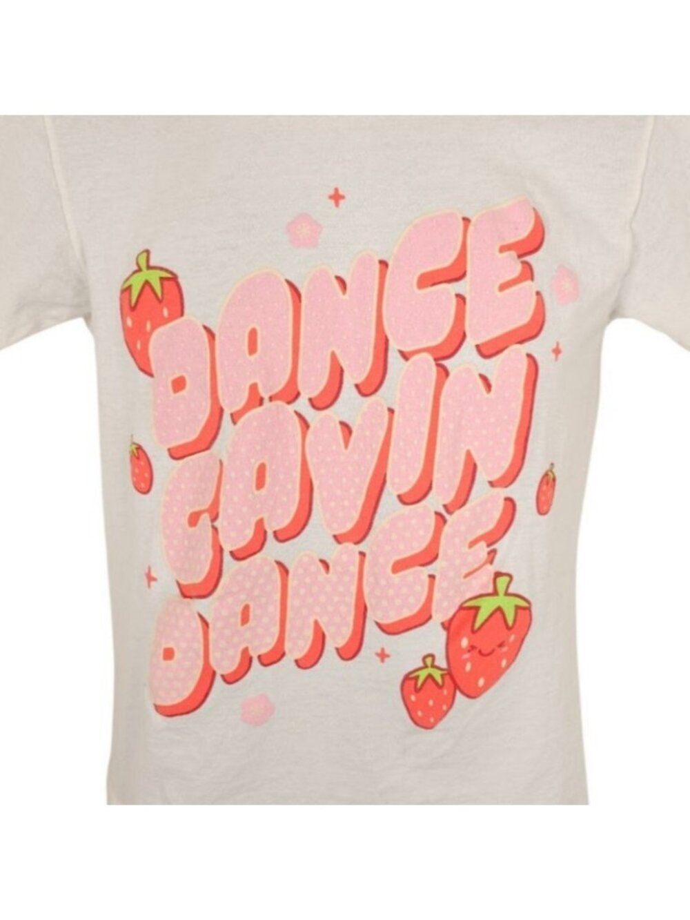 Dance Gavin Dance T Shirt Womens Size Small Cream Strawberries Rock Band Tee